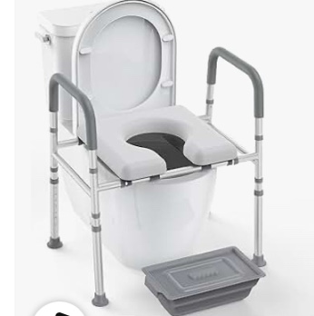 Raised Toilet Seat with Handles, Toilet seat Riser with Large Soft seat Plate, Heavy Duty 400lb Beside Commode with Elongated Seat, Handicap Toilet seat for Elderly, Senior, Pregant