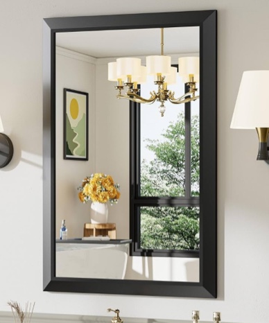 24"x36" Black Bathroom Mirror, Anti-Rust Black Metal Framed Bathroom Mirrors for Over Sink, Wall-Mounted Rectangler Mirrors for Bathroom Vanity, Farmhouse, Bedroom, Living Room, Entryway Decor
