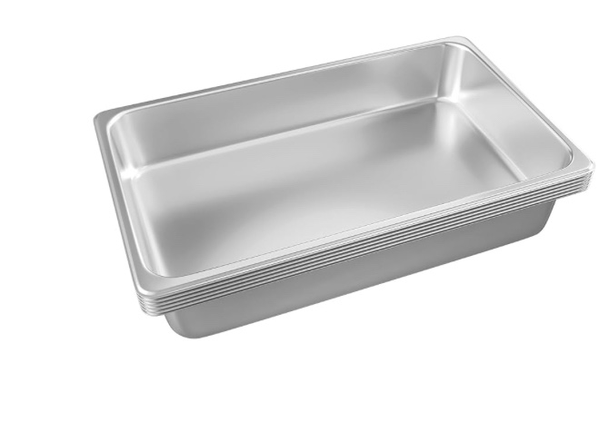 Stainless Steel Pan 6-Pack 6 Inch Deep Full Size Pans Catering Storage Metal Food Pan commercial Steamer pan food Catering Trays for Hotel Steam Table Tray for Food Warmer