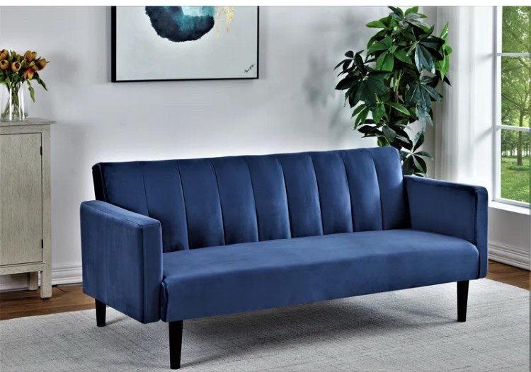 Daundry W72*D38.6*H24 72" Velvet Tight Back Convertible Sofa