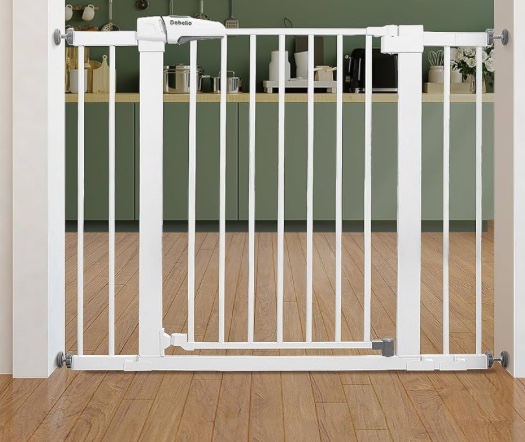 Babelio Baby Gate for Doorways and Stairs, 26''-40'' Auto Close Dog/Puppy Gate, Easy Install, Pressure Mounted, No Drilling, fits for Narrow and Wide Doorways, Safety Gate Door for Child and Pets
