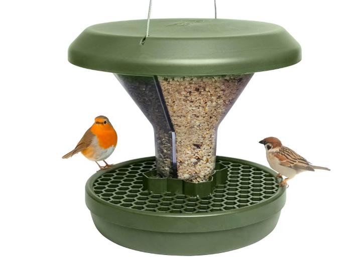 SWISSINNO Bird Feeder Davos Smart Birds | No Mess No Spill Bird Feeder for Outdoor | Mice & Rat Proof | Robust & Reliable for Hanging | Dual Food Chambers | Made in EU | Green