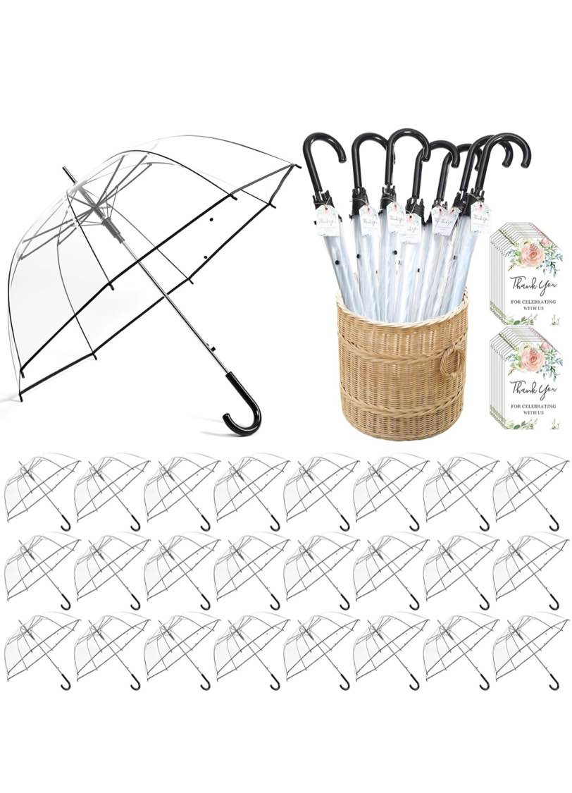 clear wedding bubble umbrellas bulk 52 inch large dome rain windproof umbrellas with tags and rope j hook handle auto open for weddings prom outdoor events