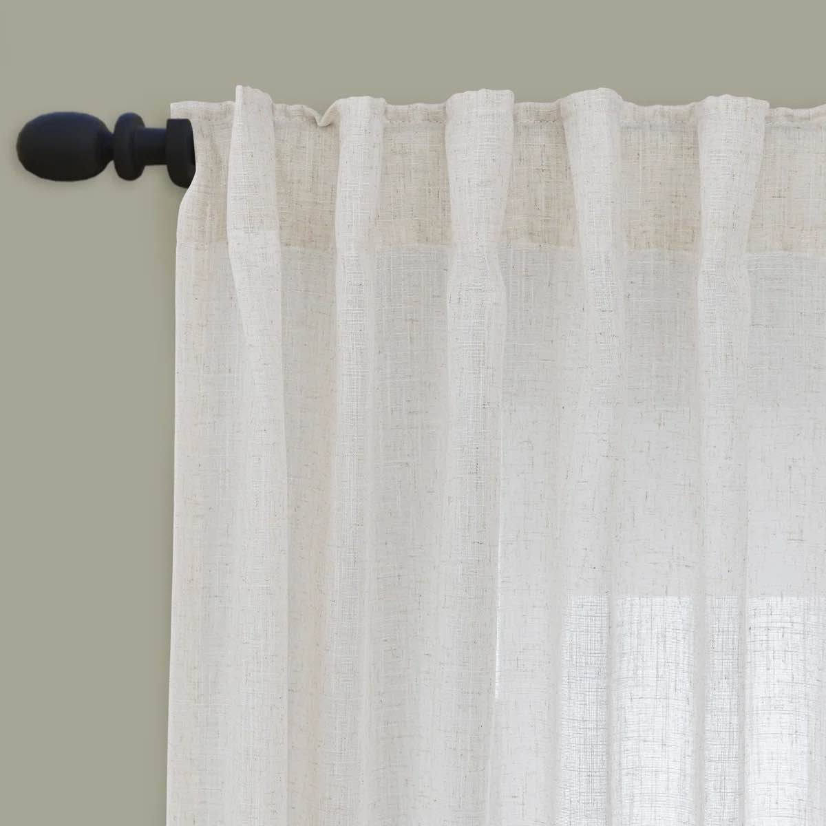 Toyoko Linen Blended Semi-Sheer Back Tab Curtain Pair (Set of 2)