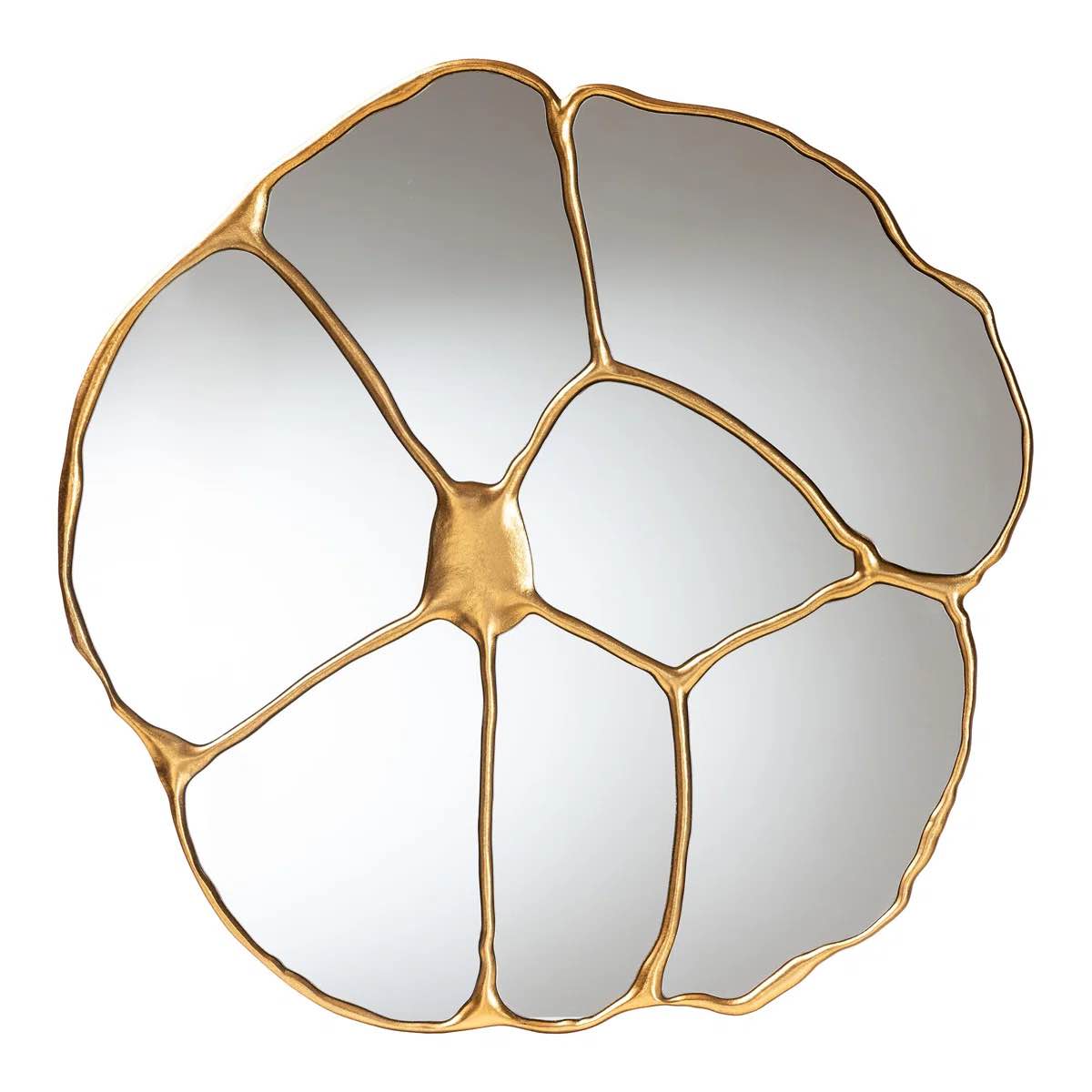 Baxton Studio Novia Antique Goldleaf Flower Accent Wall Mirror 36"