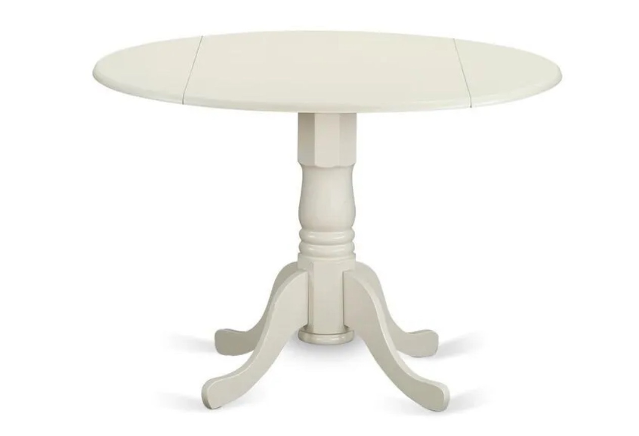 East West Furniture Dublin Round Table with two 9 Drop Leaves ( Incomplete Box 1 of 2 TOP ONLY)