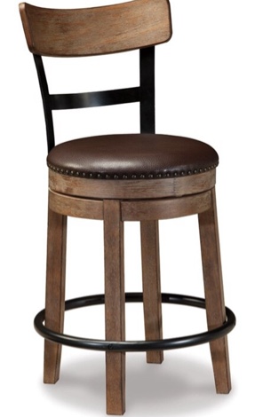 SIGNATURE DESIGN BY ASHLEY - PINNADEL UPH SWIVE LBARSTOOL IN LIGHT BROWN - D542-124