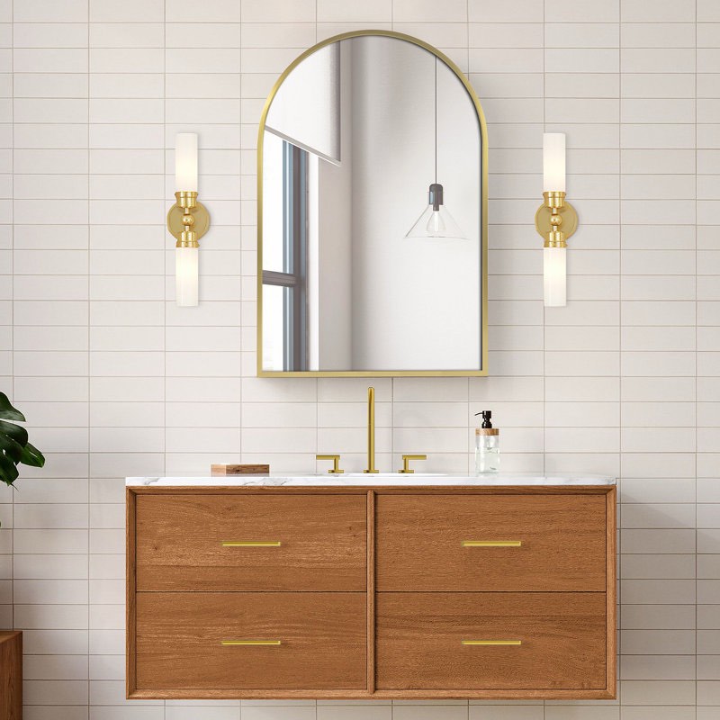 Hogsett Surface-mounted/Recessed Arch Bathroom Medicine Cabinet with Mirror with Adjustable Shelf