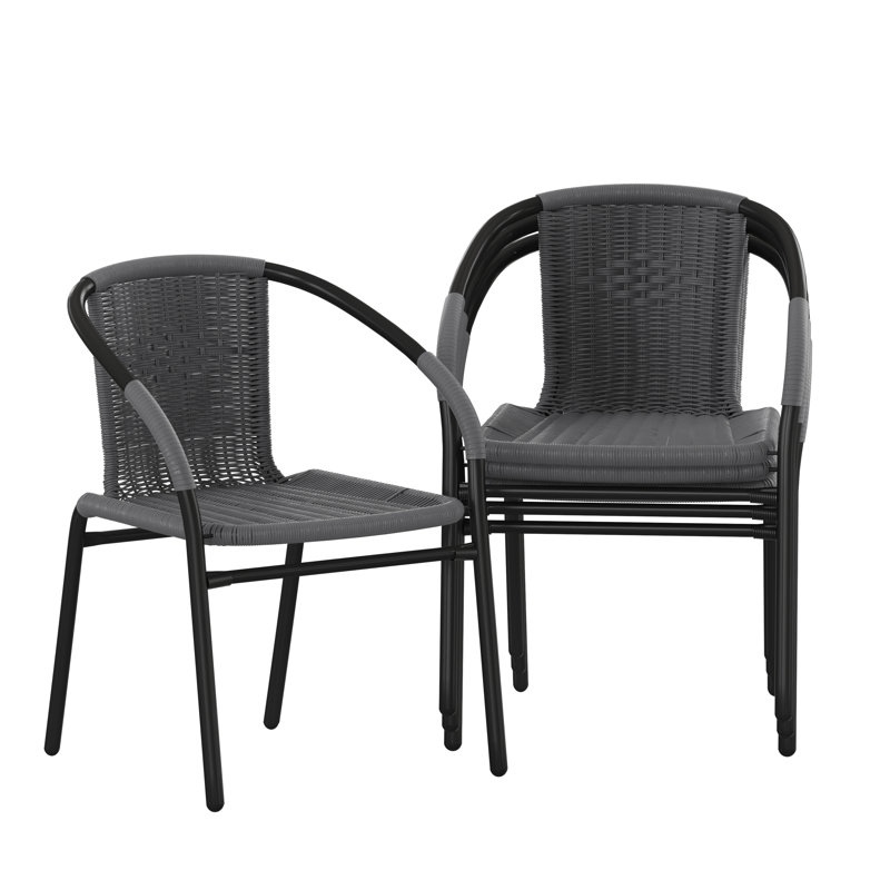 Arthor Rattan Indoor/Outdoor Stacking Restaurant Chairs by Flash Furniture (Set of 4)