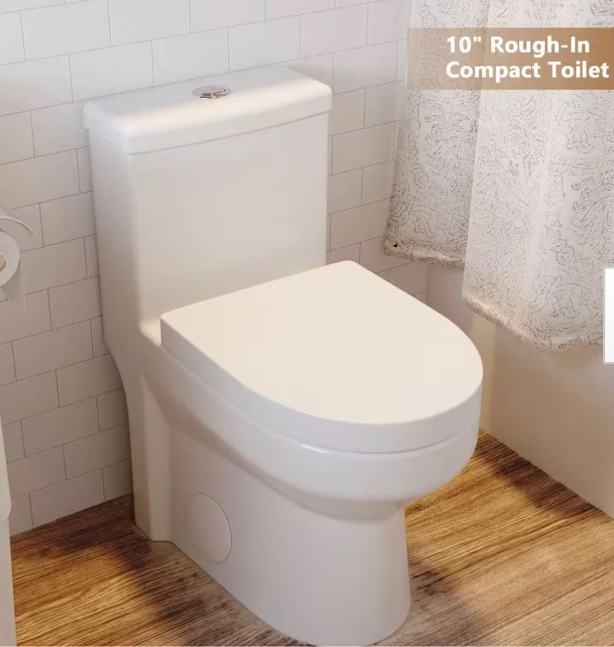 Liberty 10 in. Rough In 1-Piece 1.1/1.6 GPF Dual Flush Round Toilet in White Seat Included