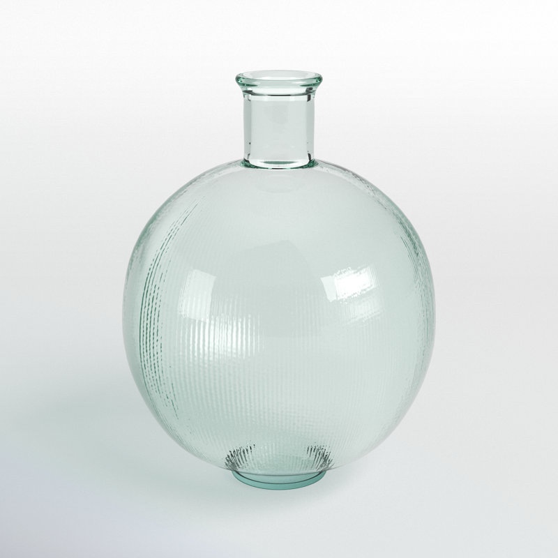 Eugenia Recycled Glass Handmade Ribbed Spanish Bottle Decorative Vase