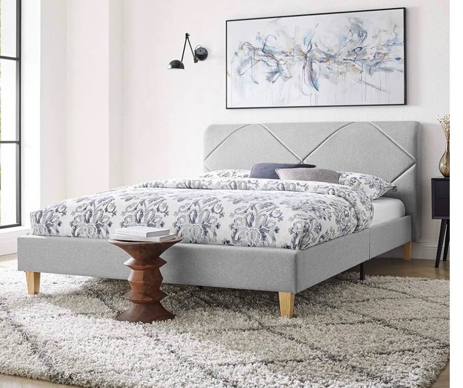 Decoro Lakeside Light Grey Upholstered Bed, King Size
