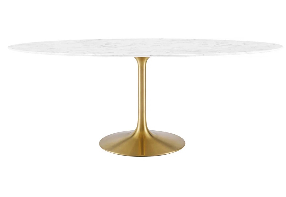 Modway Lippa Oval Artificial Marble Dining Table (table base only)