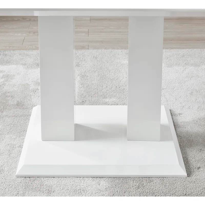 Eubanks High Gloss Double Pillar Rectangular Dining Table (Base and Link Board Only)