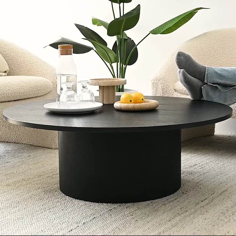 Black Base / Oak Top. Pop Maison Dwen 40” coffee table 