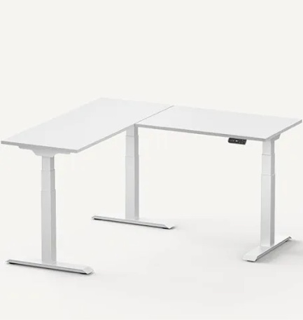 Full item. Two boxes. FLEXISPOT Corner Desk Dual Motor L Shaped Computer Electric Standing Desk Sit Stand Up Desk Height Adjustable Desk Home Office Table, White Frame Only