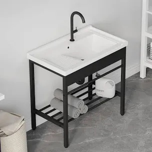 32 inch W freestanding laundry sink with integration