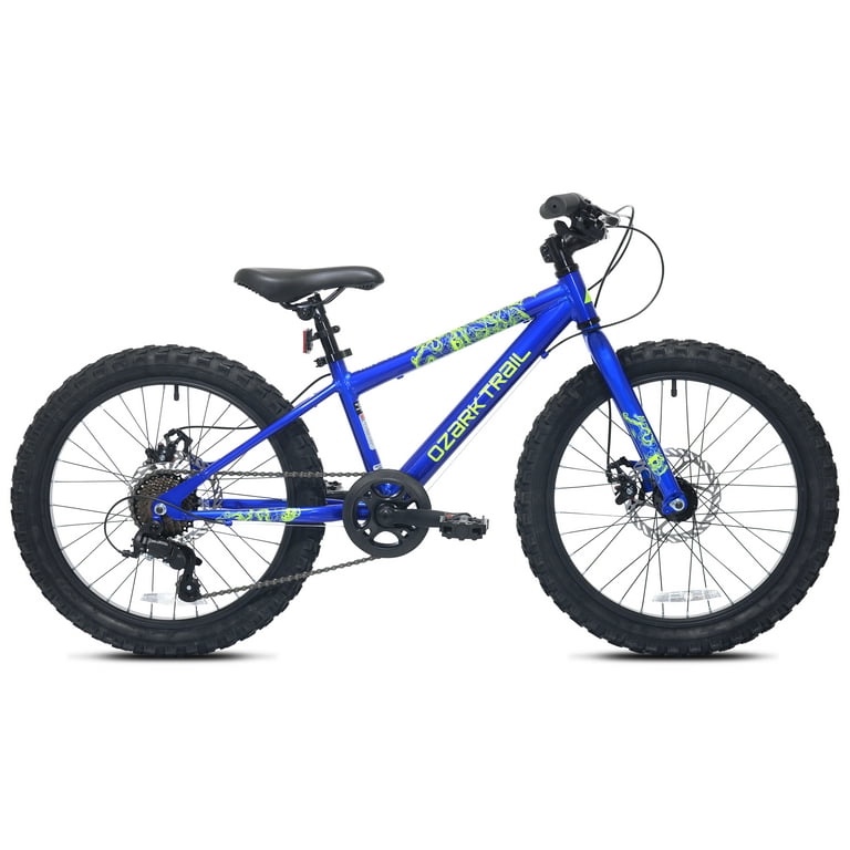 20" Ozark Trail Vibe Mountain Bicycle, 7 Speed, Fits Riders 3'11"-4'4", Blue, Teen, Unisex