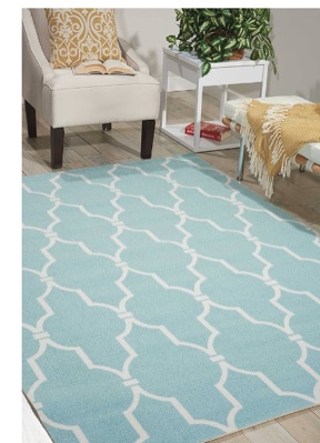 Teal and grey pattern rug 