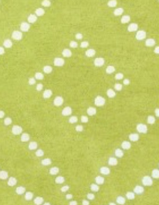 Large green and white pattern rug 