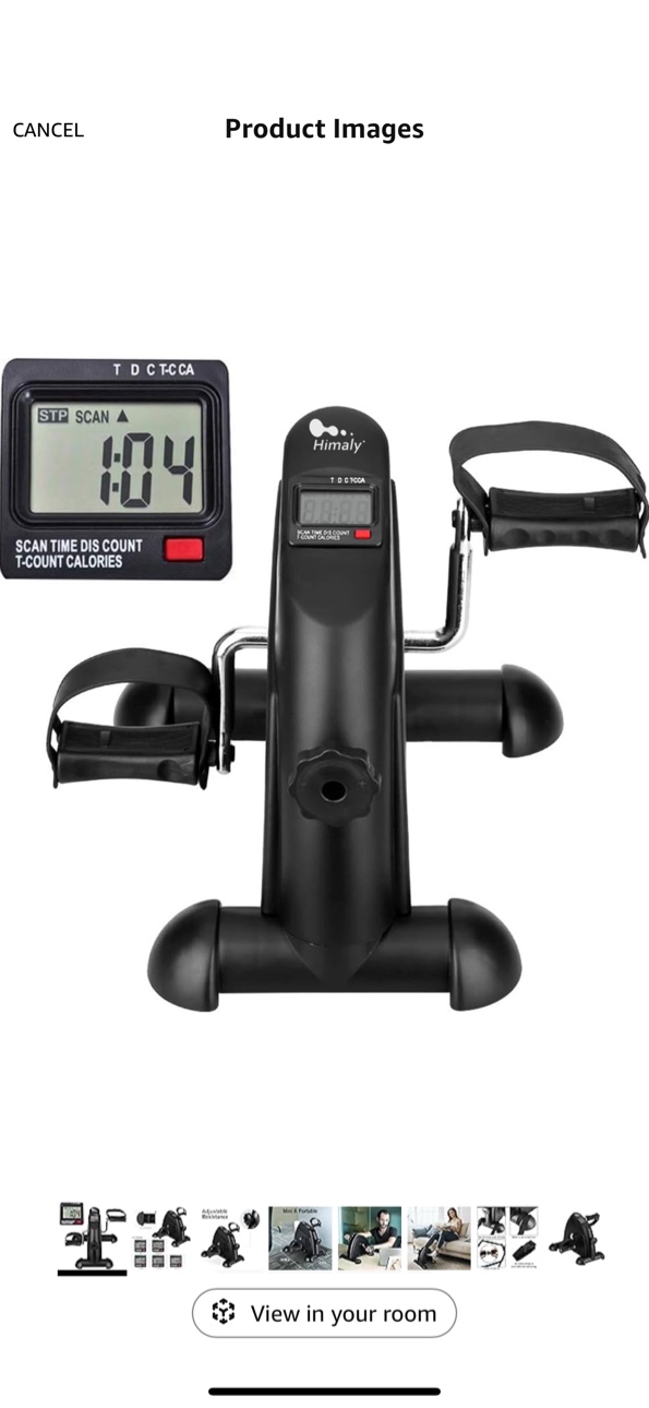 Mini Exercise Bike, himaly Under Desk Bike Pedal Exerciser Portable Foot Cycle Arm & Leg Peddler Machine with LCD Screen Displays
