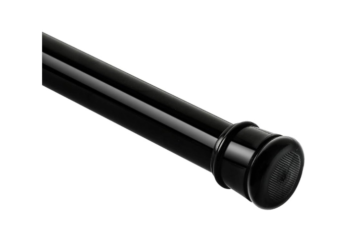 Shower Curtain Rod 56-104 Inch, 1"Diameter Spring Long Adjustable Tension Curtain Rods for Bathroom Windows Closet No Drilling No Rust, Black