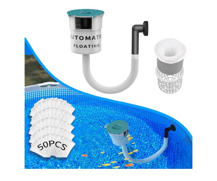 Surface Float Skimmer,2025 Upgrade,No Installation Required, no Adjustable Bracket Required,Comes with 50 Filter Socks, Perfect for Women ((((Turquoise))))