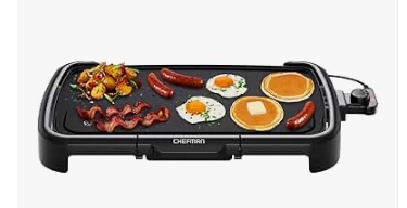 Chefman 200 sq in. Black Electric Griddle with Extra Large Non-Stick Cooking Surface and Temperature Control