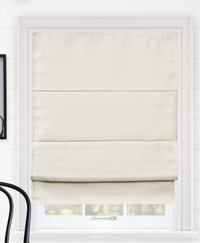CHICOLOGY Roman Shades for Windows, Roman Window Shades, Roman Shades, Blackout Shades, Window Treatments, Window Shades for Home, Window Shade, 36" W X 64" H, Del Mar Moon Shell (Blackout)