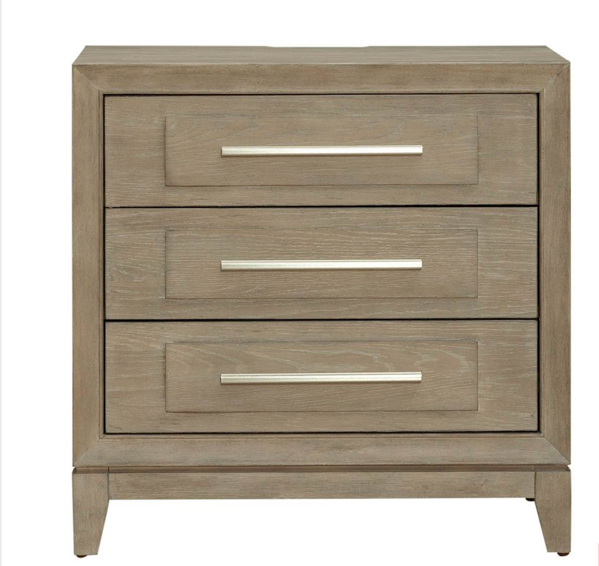 Liberty Furniture Brentwood 3 Drawer Nightstand w/ Charging Station in Sandstone 789-BR61 ( Has chipping on top shown in pictures)