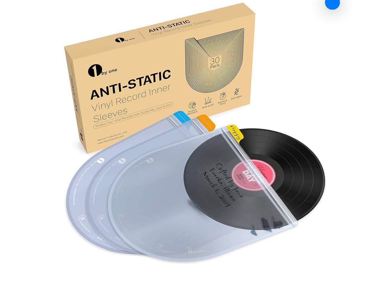 30 LP Inner Sleeves, 1byone Anti-Static & Acid-Free Vinyl Record Sleeves, Round Bottom Protective Sleeves Covers 12”Album