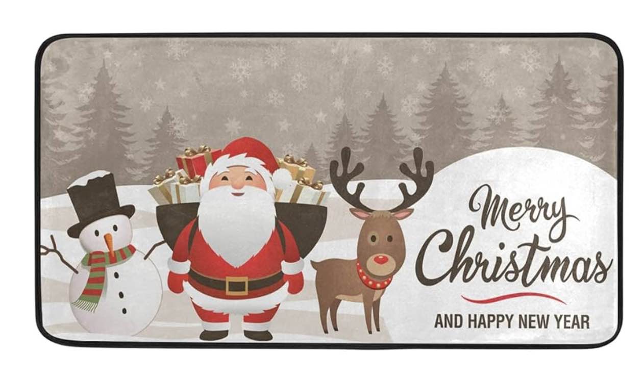 Kitchen Rugs Christmas Deer Design Non-Slip Soft Kitchen Mats Bath Rug Runner Doormats Carpet for Home Decor, 39" X 20"