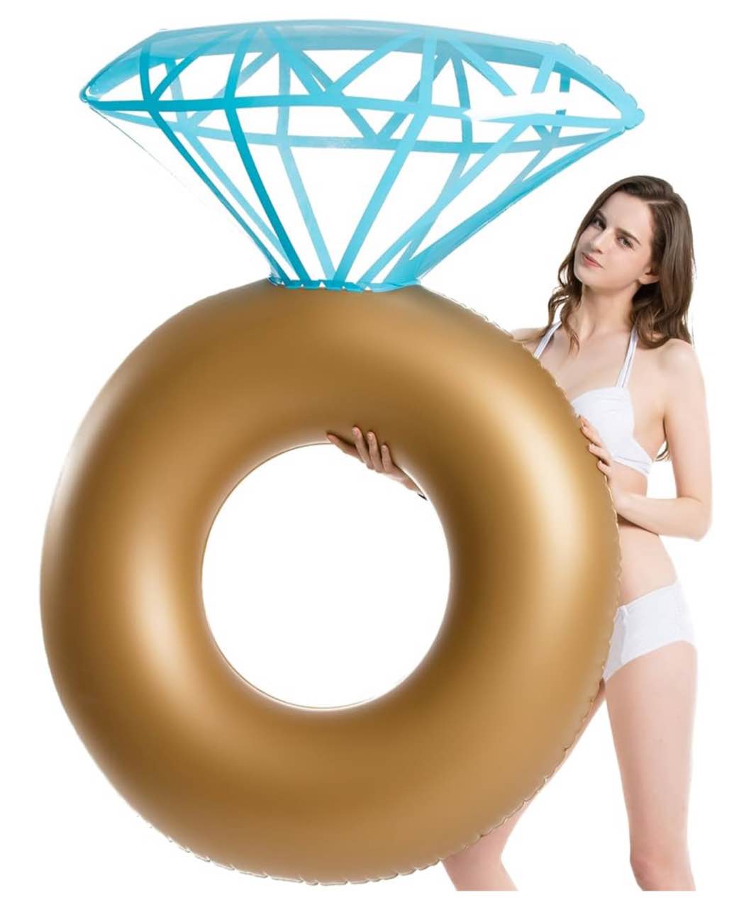 jasonwell inflatable diamond ring pool float - engagement ring bachelorette party float stagette decorations swimming tube floaty outdoor water lounge floats for adults