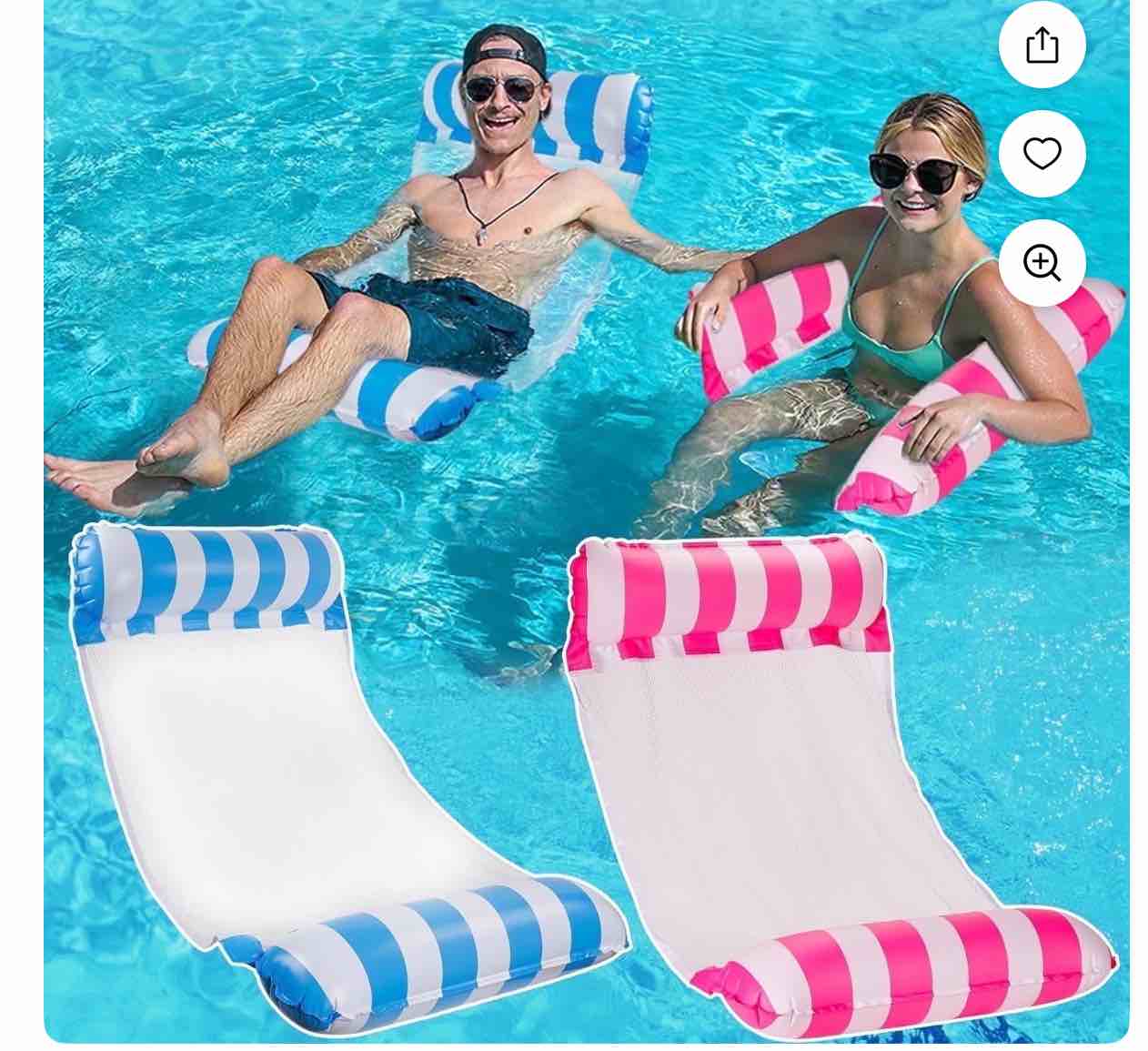 Pool Floats Adult Heavy Duty Inflatable Floating Toys Blue and Pink 2 Count