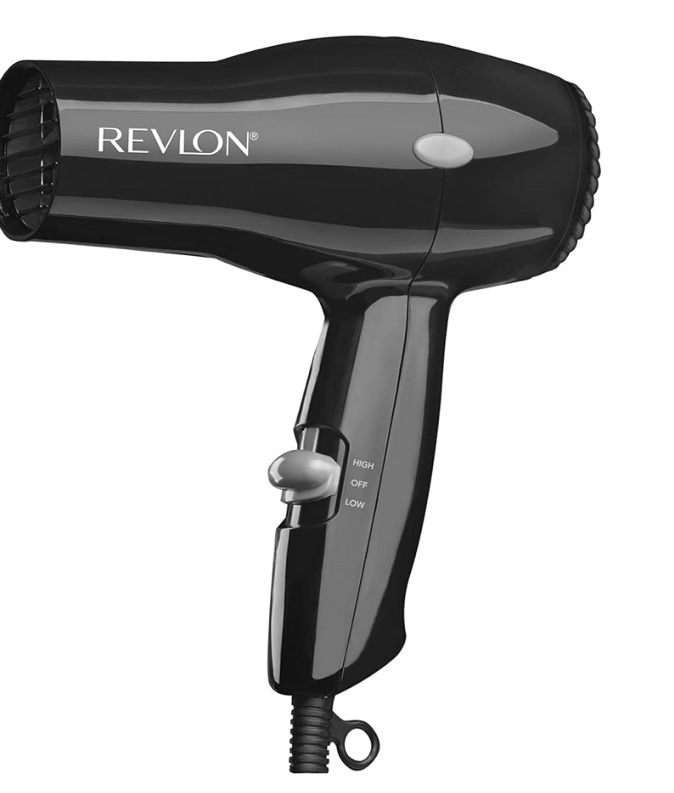 revlon compact hair dryer | 1875w lightweight design, perfect for travel, (black)