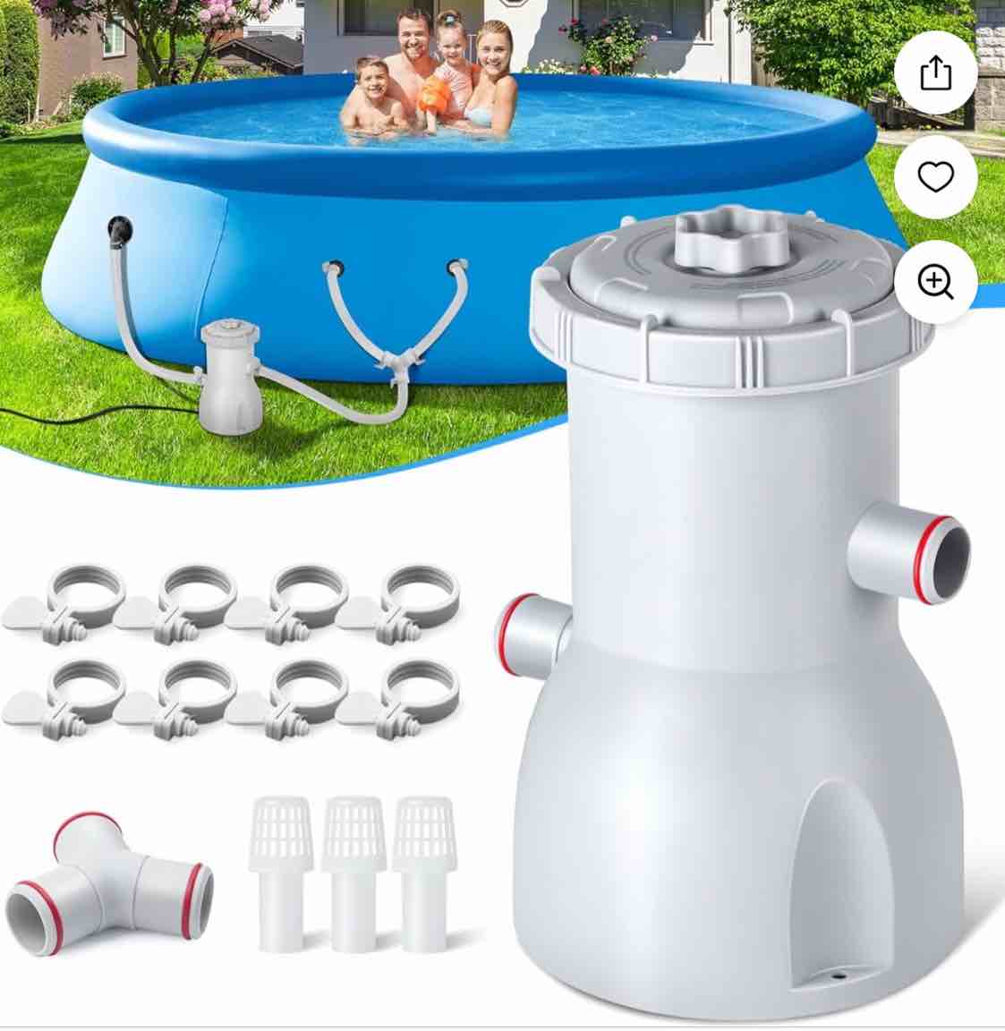 Basic Series 530 GPH Above Ground Pool Filter Pump - ETL Certified Pool Cartridge Filter Pump System with GFCI Protection | Enhances Water Clarity - Effectively Removes Impurities from Water ( USED)