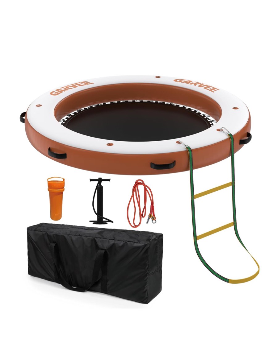 inflatable water hammock floating dock mesh, 10ft/8ft sunchill float ring heavy duty river floats lake raft for tanning pool float island platform pad mat party