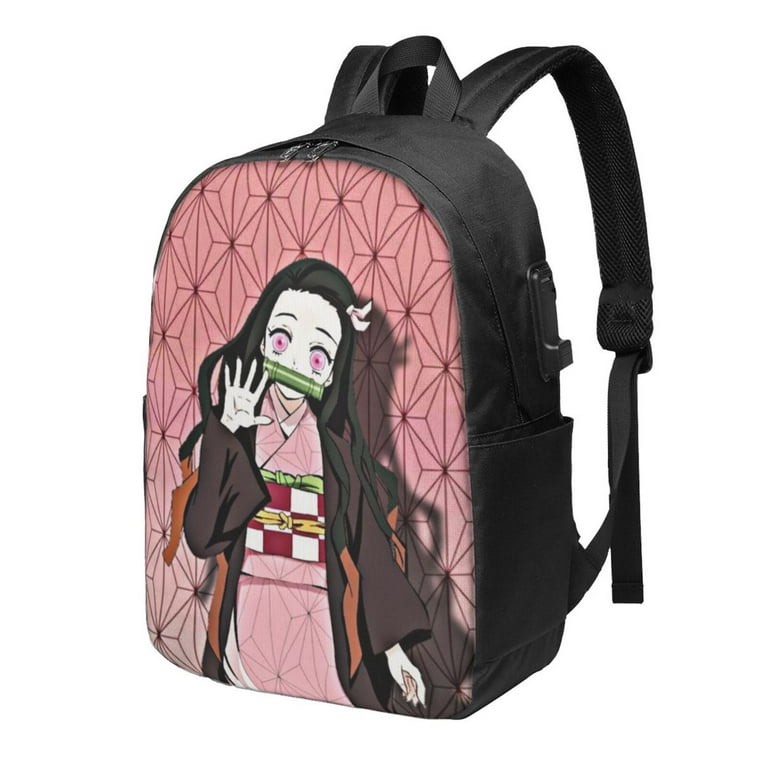 Kamado Nezuko 17 Inch Travel Backpack Casual Laptop Backpack With Usb Charging Port Daypack Bookbags