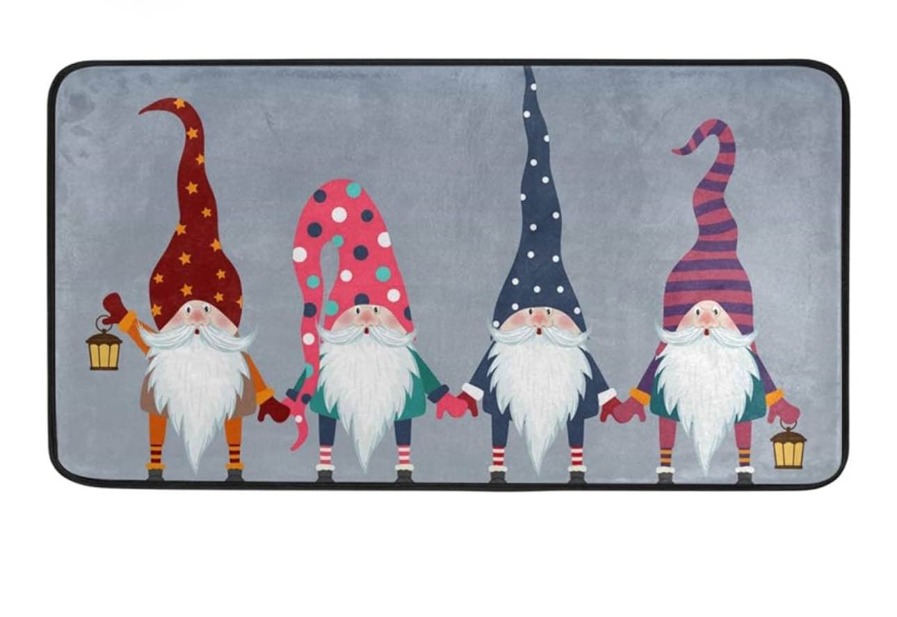 Kitchen Rugs Gnomes Friends Christmas Design Non-Slip Soft Kitchen Mats Bath Rug Runner Doormats Carpet for Home Decor, 39" X 20"