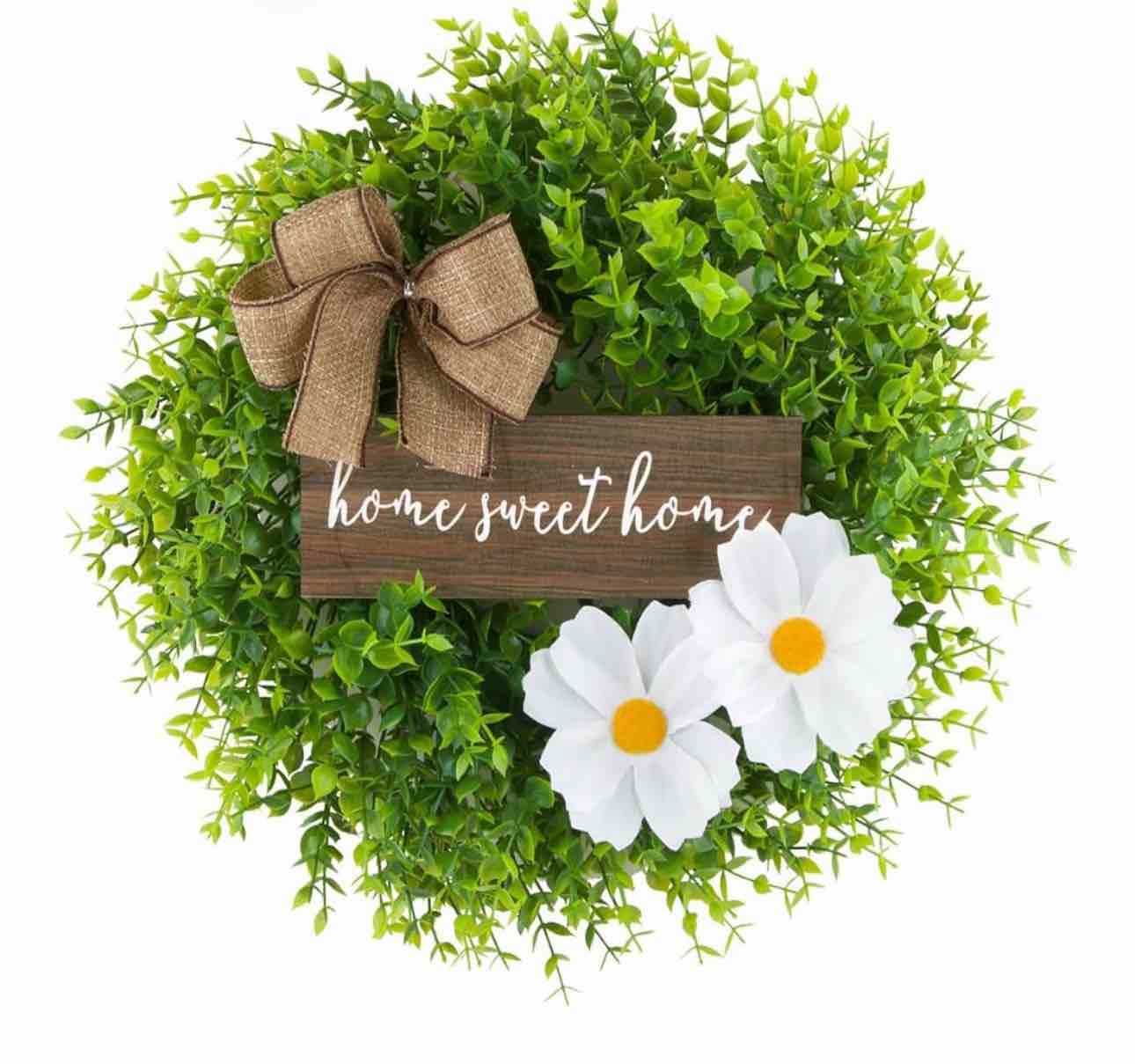 Easter Decorations Bow Ribbon Easter Eggs Wreath Easter Eggs Garland Door Ornaments Wall Decor Happy Easter Day Decor for Home Kids Favor Easter Decorations for Home(Q-44CM)