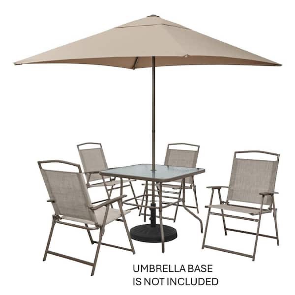 StyleWell Amberview 6-Piece Steel Square Outdoor Dining Set in Brown with Umbrella