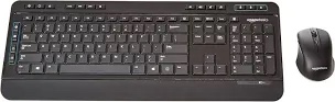 amazon basics full-sized wireless computer keyboard and mouse combo, qwerty layout, 2.4 ghz usb receiver, black, pack of 1