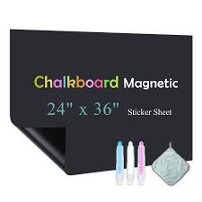 chalk board contact paper with adhesive, 24" x 36" magnetic chalkboards for wall, wallpaper sheets for office for school and kids, includes liquid chalks markers and dishcloth and magnet