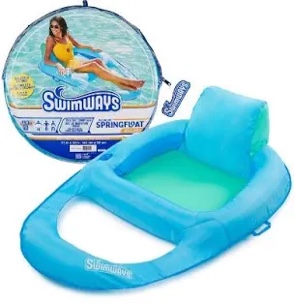SwimWays Spring Float Premium Recliner Pool Lounger with Hyper-Flate Valve, Inflatable Pool Float