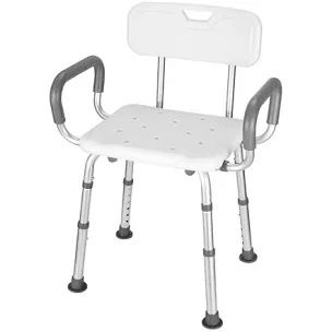 Medline Shower Chair for Inside Shower, Heavy Duty, 350 lb Capacity, Adjustable Height, Non-Slip Seat with Padded Armrests & Back, White