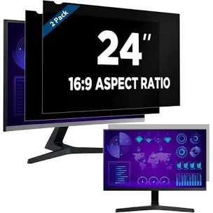 [2 Pack] 24 Inch Computer Privacy Screen for 16:9 Aspect Ratio Widescreen Monitor, Eye Protection Anti Glare Blue Light Computer Monitor Privacy Filter, Removable Anti-Scratch 24in Protector Film