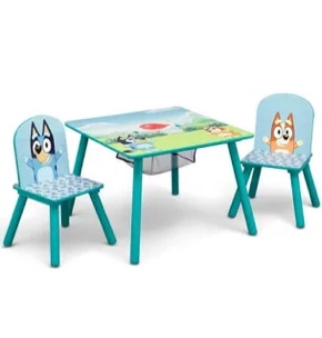 Delta Children Bluey Kids Table and Chair Set with Storage (2 Chairs Included) - Greenguard Gold Certified - Ideal for Arts & Crafts, Snack Time, Homeschooling, Homework & More, Blue