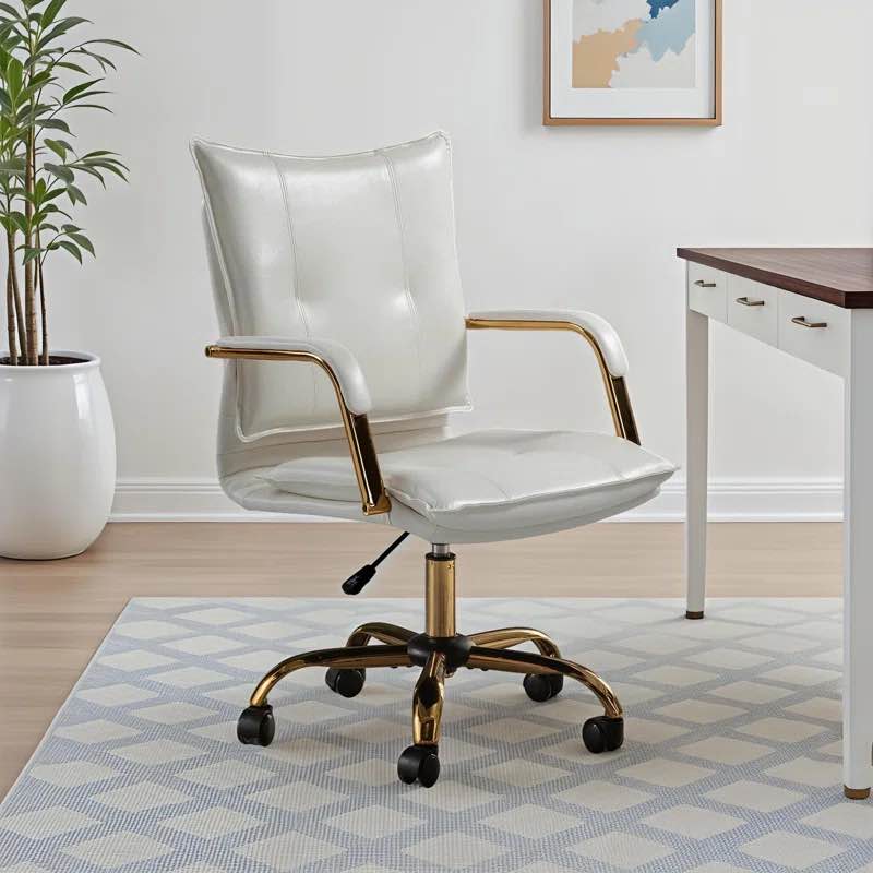 lundgren faux leather task chair with padded arms