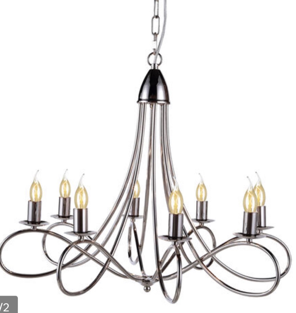 8-Lights Candle Chandeliers Brushed Nickel Luxury Industrial Kitchen Island Hanging Light Fixtures Modern Crystal Chandelier Ceiling Lighting for Dinning Room Living Room Kitchen