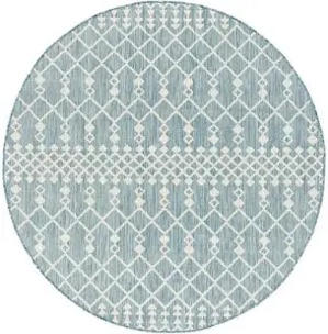 841491146064 6 x Round Positano Modern Indoor & Outdoor Area Rug - Aqua